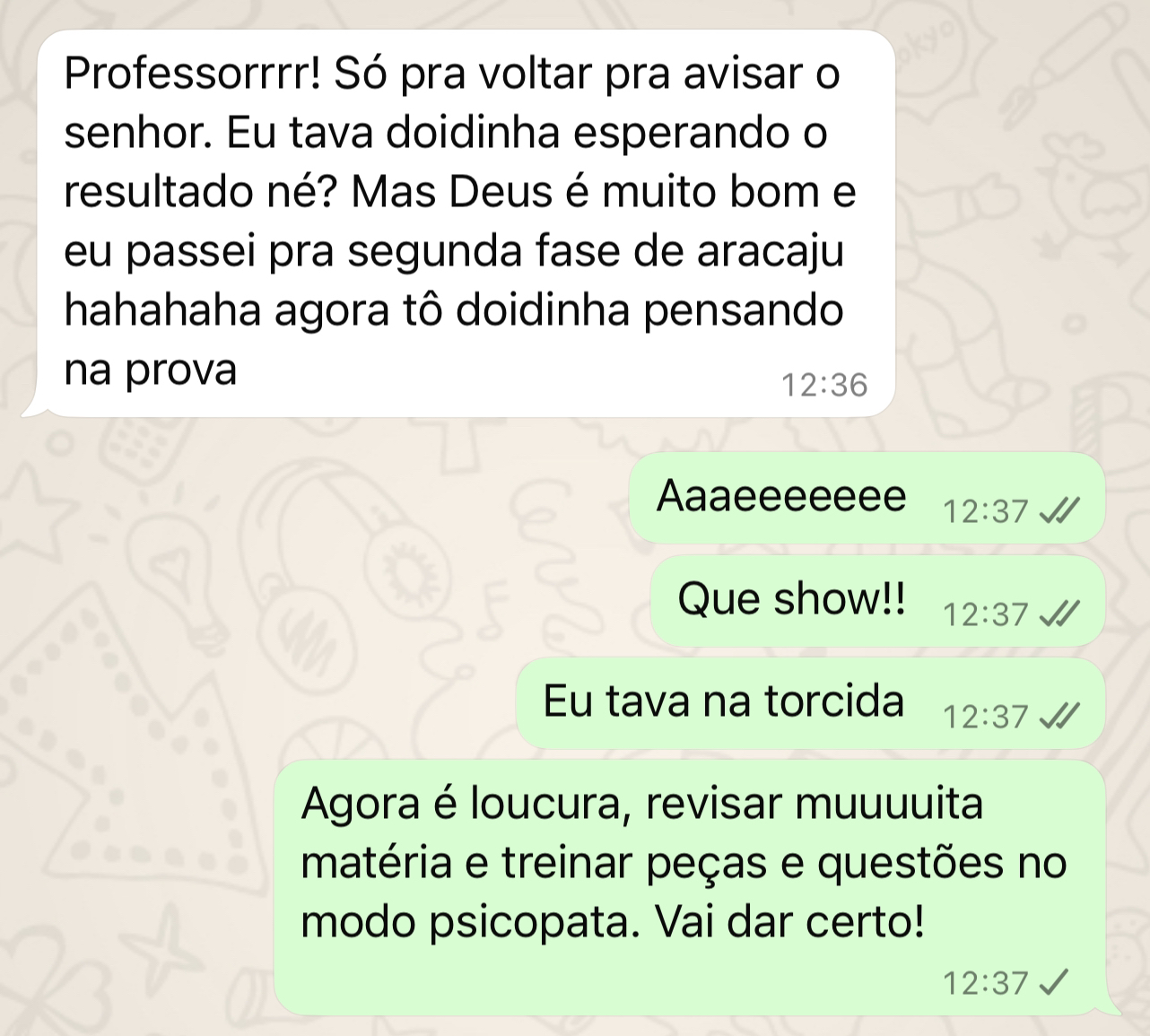 Resultado de aprovação de aluno do Revisão 1
