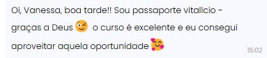 Depoimento de aluno do Passaporte Vitalício 5