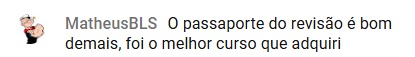 Depoimento de aluno do Passaporte Vitalício 10